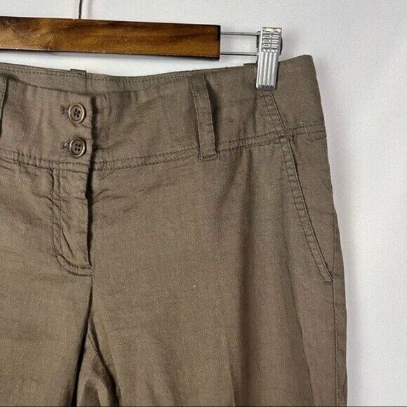 Theory Dark Brown Linen Cropped Dress Pants 4 - Picture 3 of 5